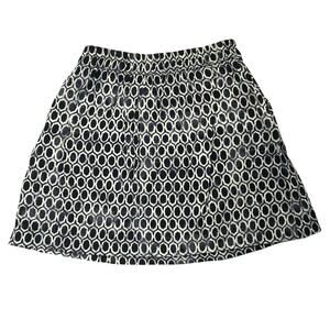LOFT Mini Skirt Mosaic Stroll Linen Blend Women's XS Casual Pockets Blue‎ White